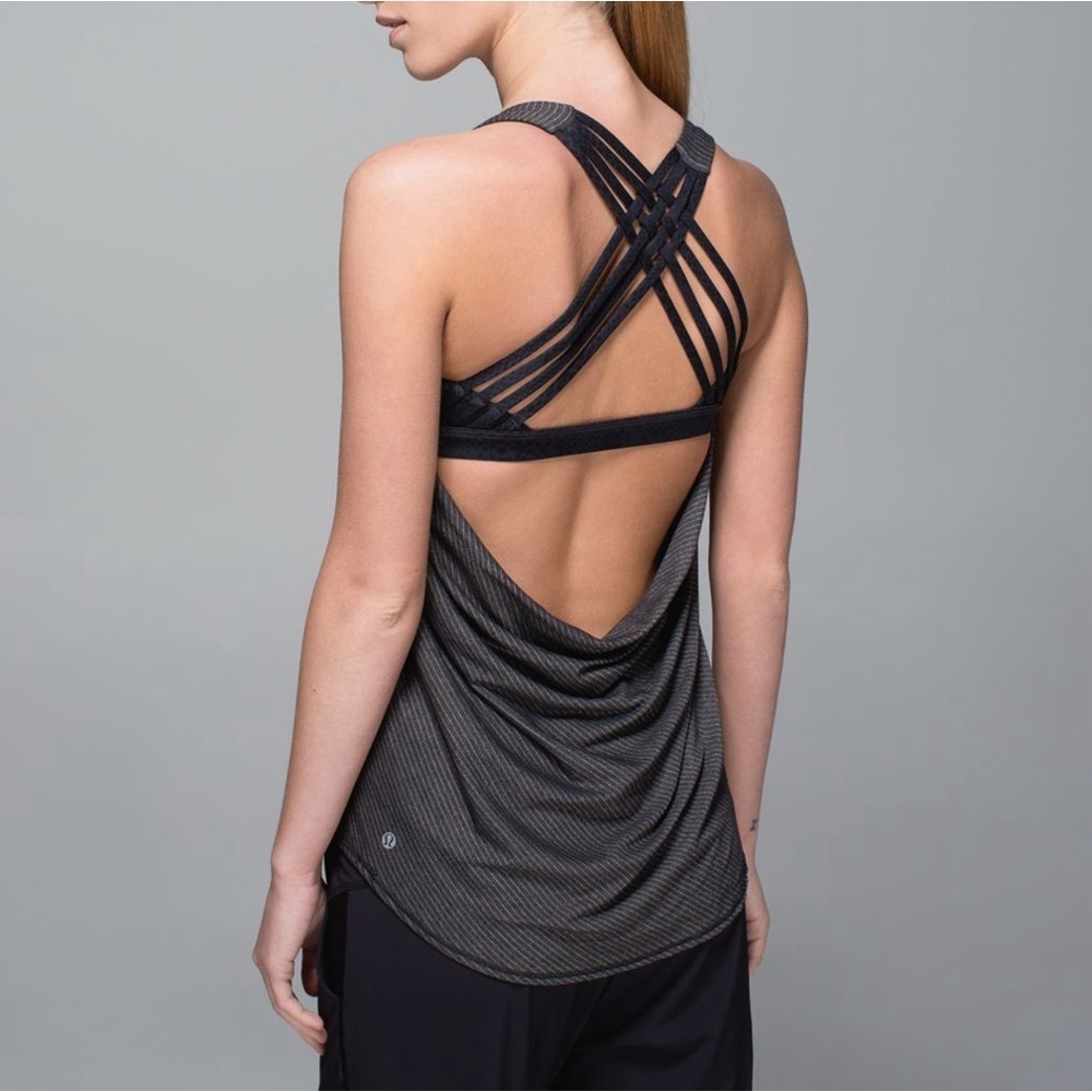 Lululemon Wild Tank Heathered Black / Desert Snake Deep Coal Black